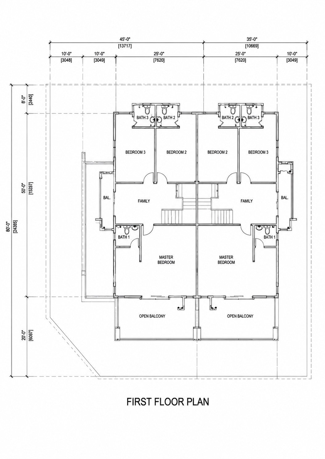 First floor plan of the double-storey semi-detached house at Ampang Cove, Ipoh