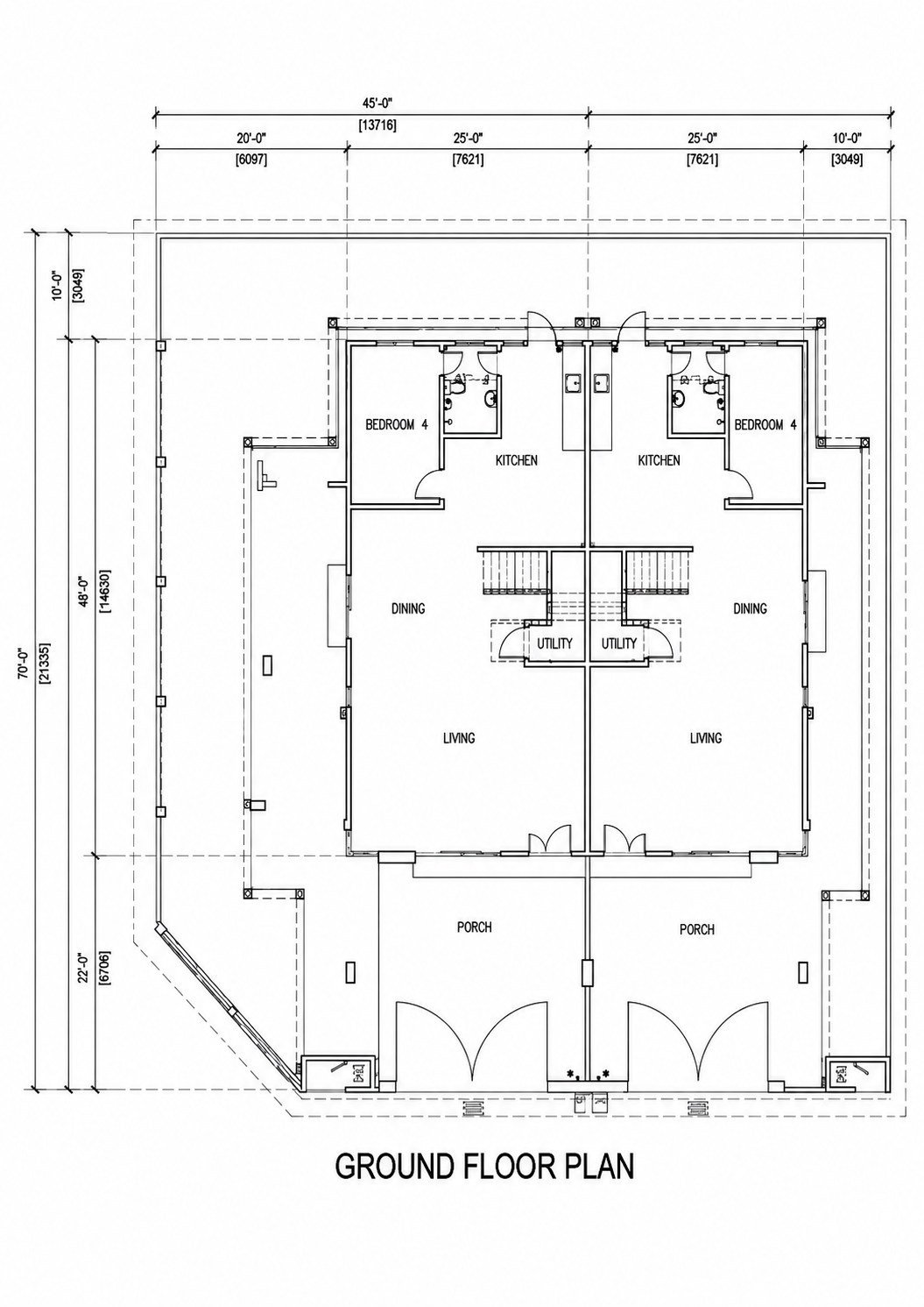 Ground floor plan of the double-storey semi-detached house at Ampang Cove, Ipoh