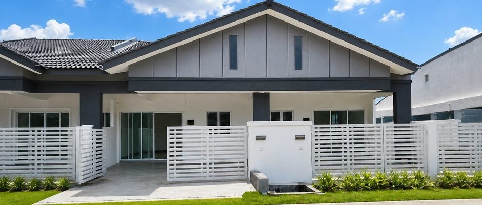 Street elevation of the single-storey terrace at Desa Chemor Impian Phase 2, Chemor