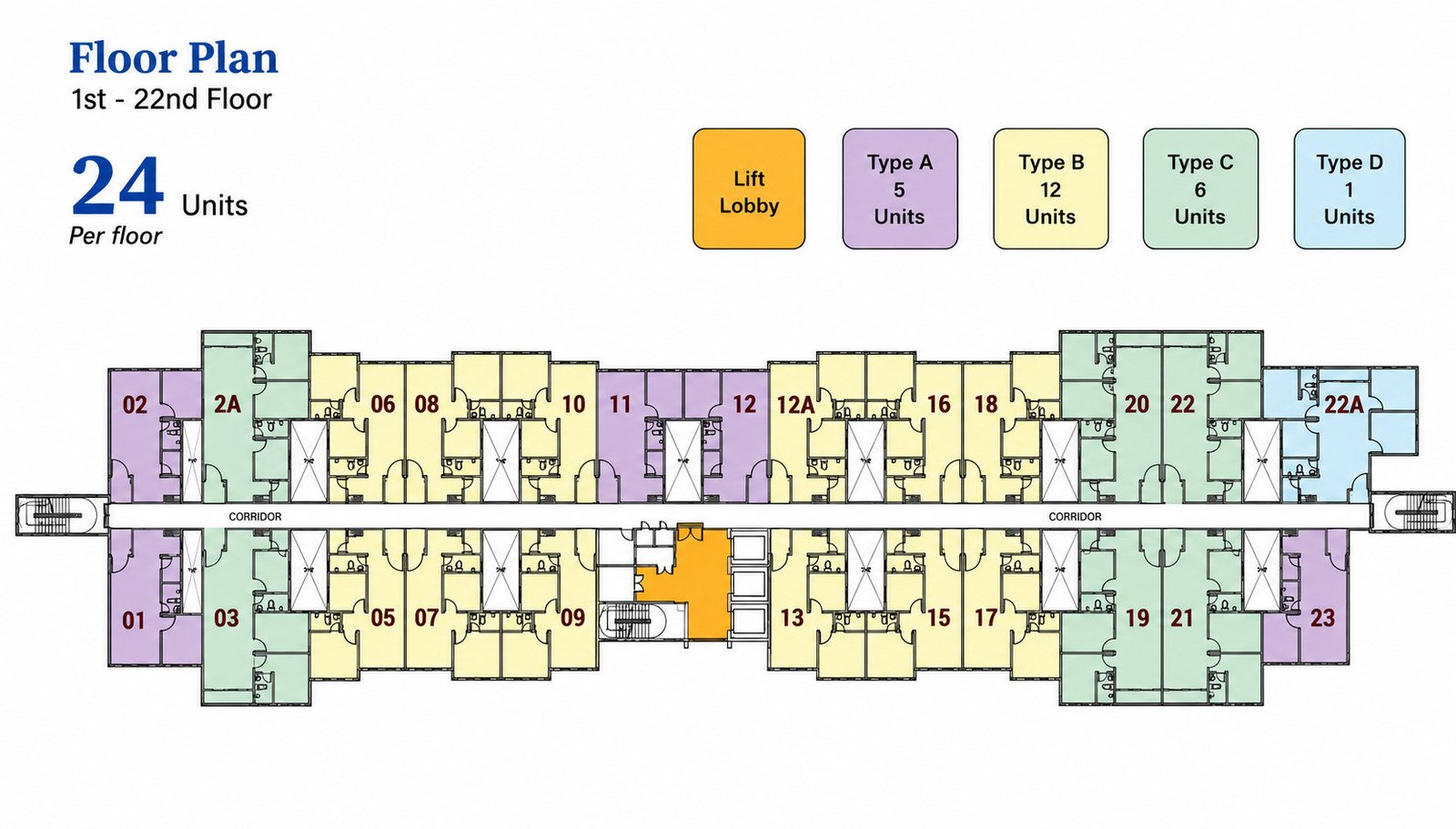 Typical floor layout, Residensi Jati De Meru Block A