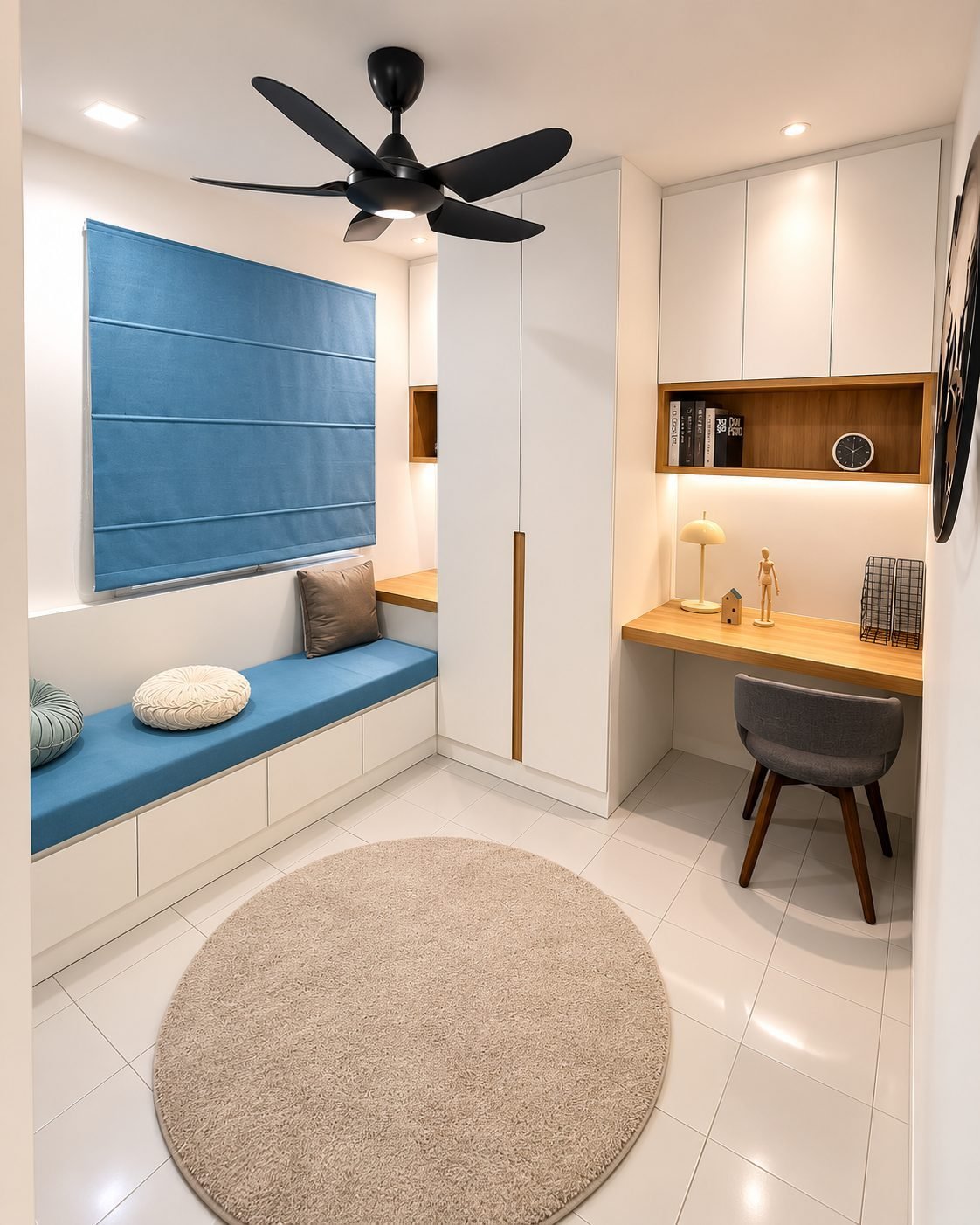 Second bedroom with study desk and window seat in the Type B show unit at Residensi Jati De Meru, Ipoh