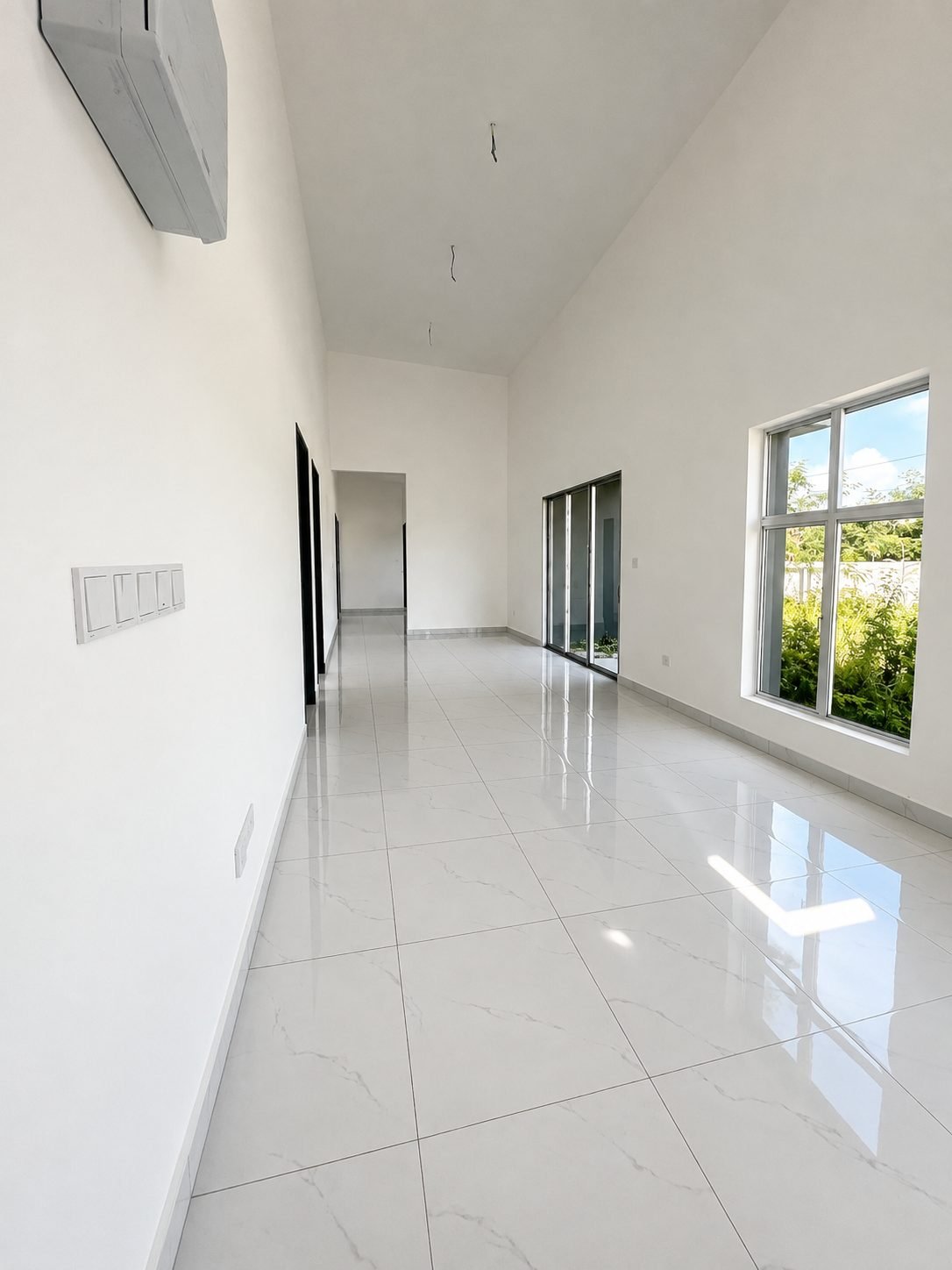 Living area under the 15ft ceiling, Taman Klebang Ria Type B bare unit