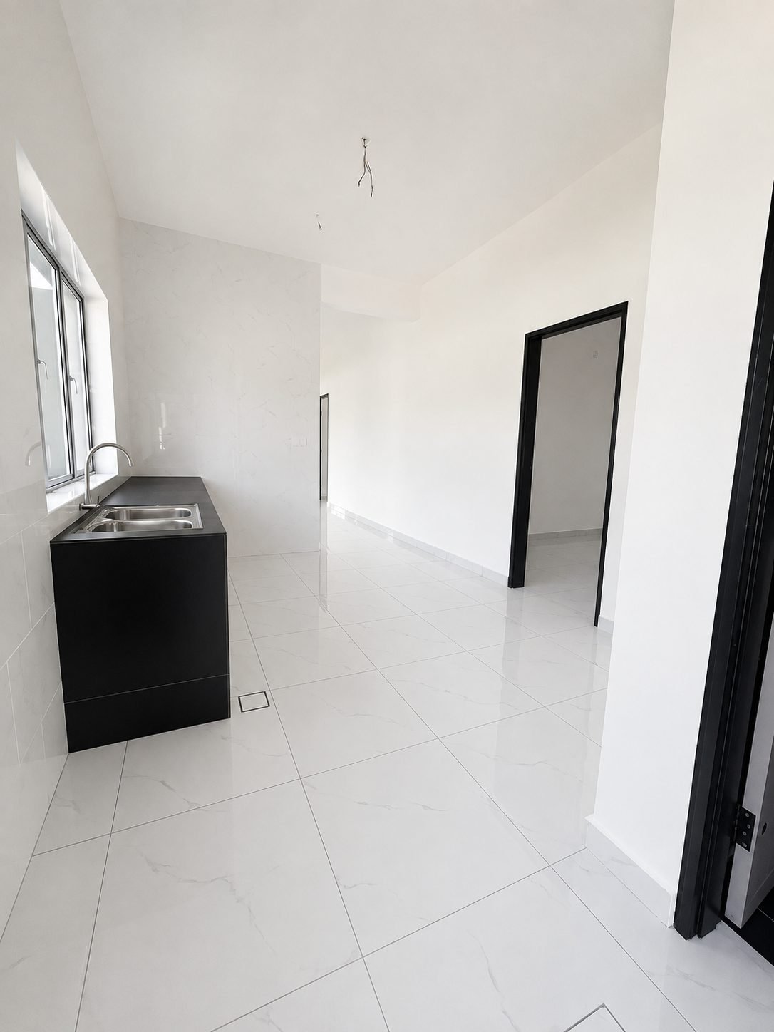 Kitchen with a fitted counter, Taman Klebang Ria Type B bare unit