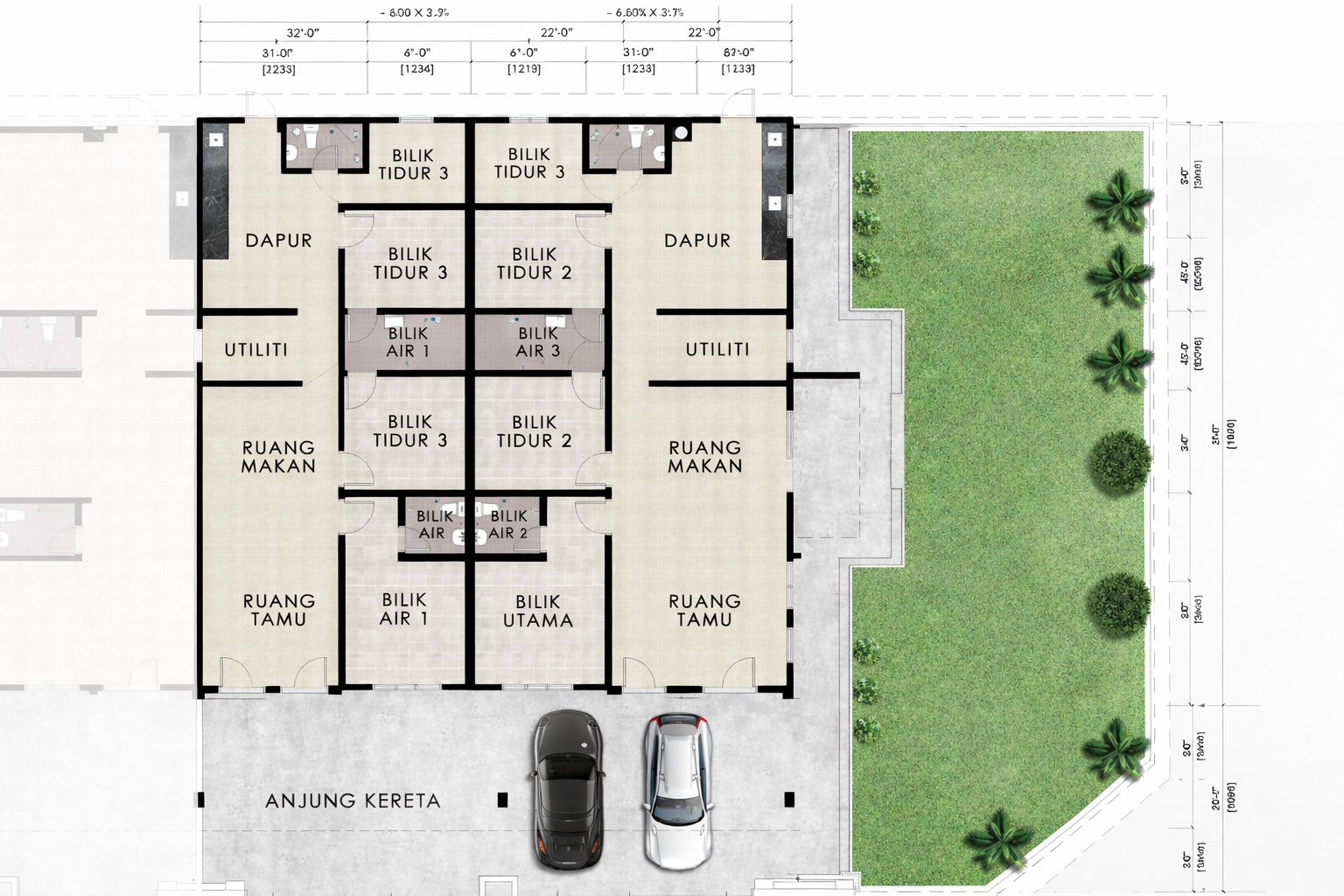 Floor plan of Terrace Type A at Taman Klebang Ria, Ipoh
