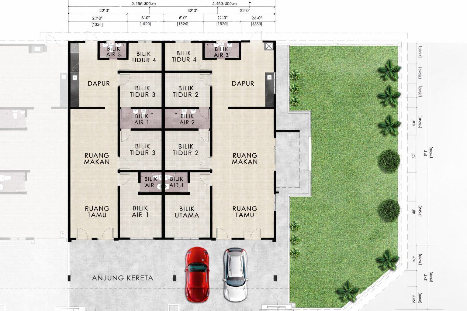 Floor plan of Terrace Type B at Taman Klebang Ria, Ipoh