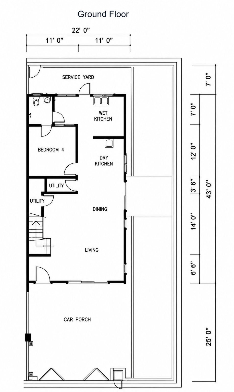Double-Storey Terrace — End lot with extra land — Ground Floor