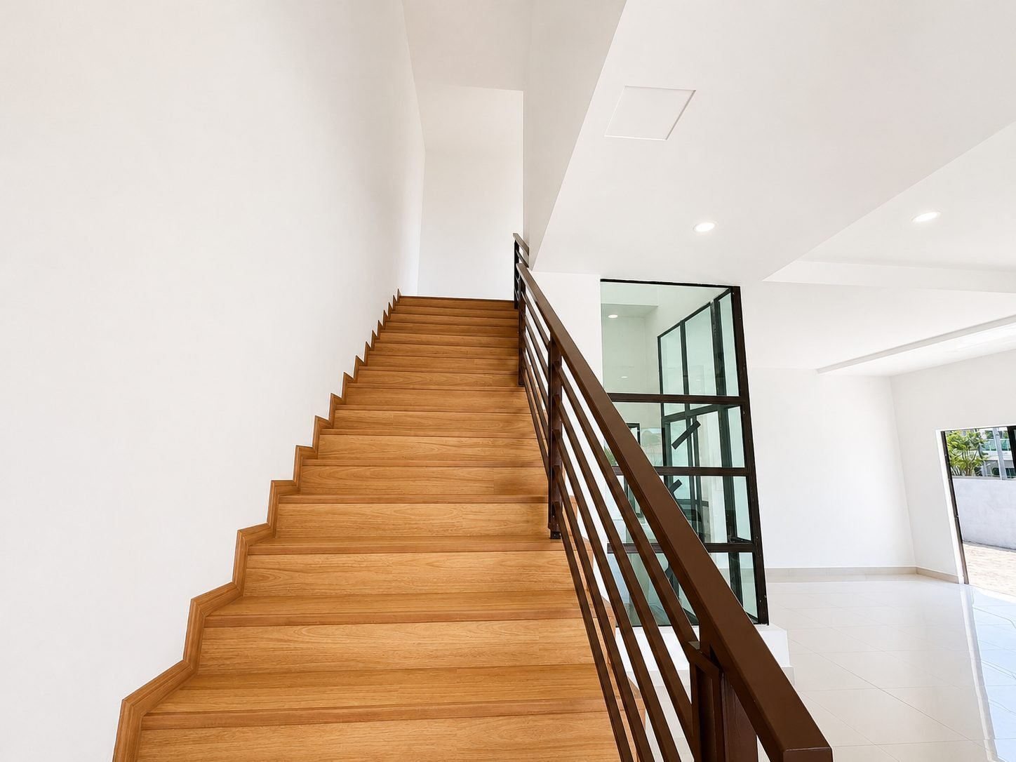 Timber-tread staircase at the Taman Lapangan Indah show house, Ipoh