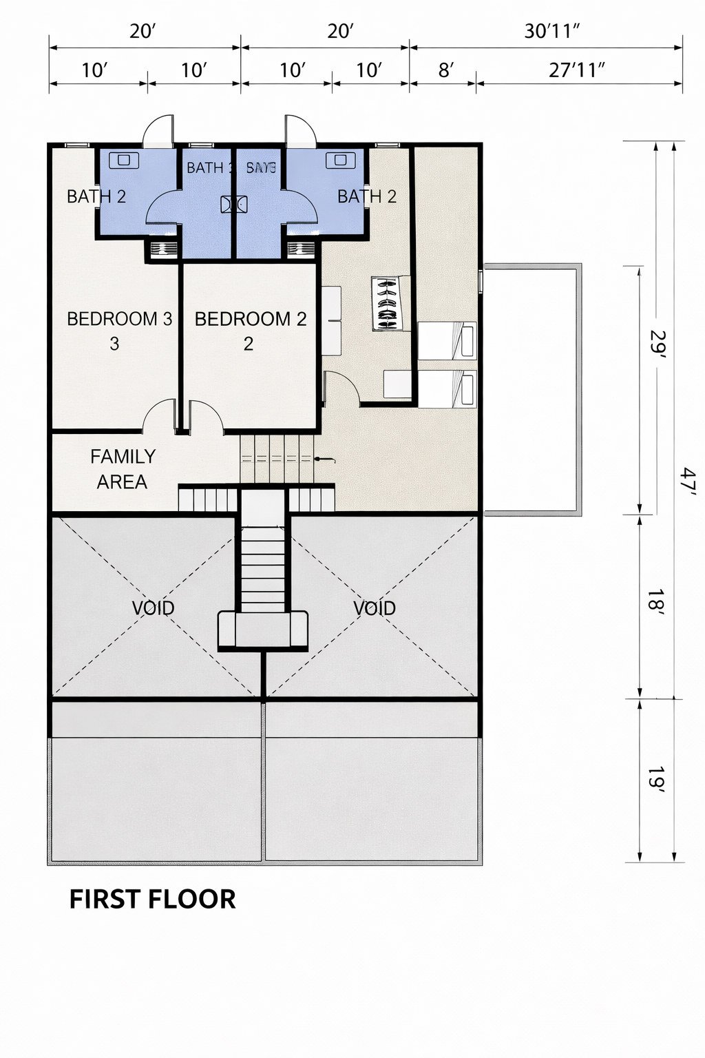 Mezzanine floor plan of the 1.5-storey terrace at Pearl Garden, Ipoh