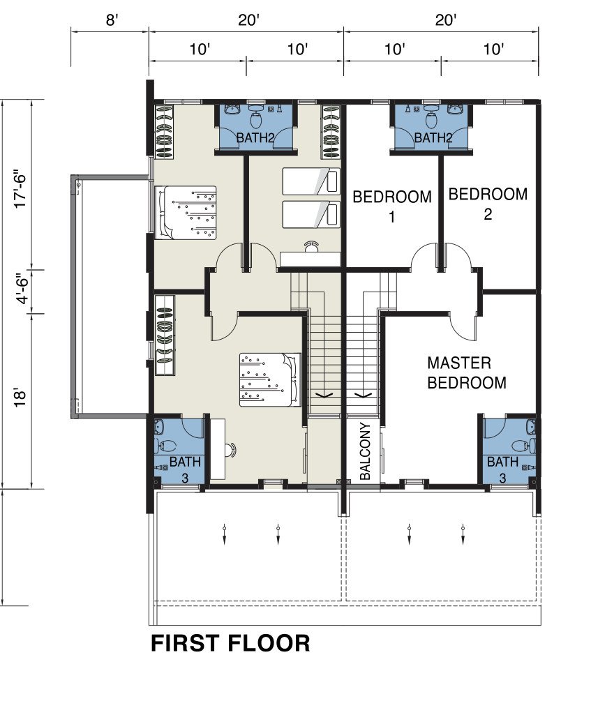 First floor plan of the 2-storey terrace at Pearl Garden, Ipoh