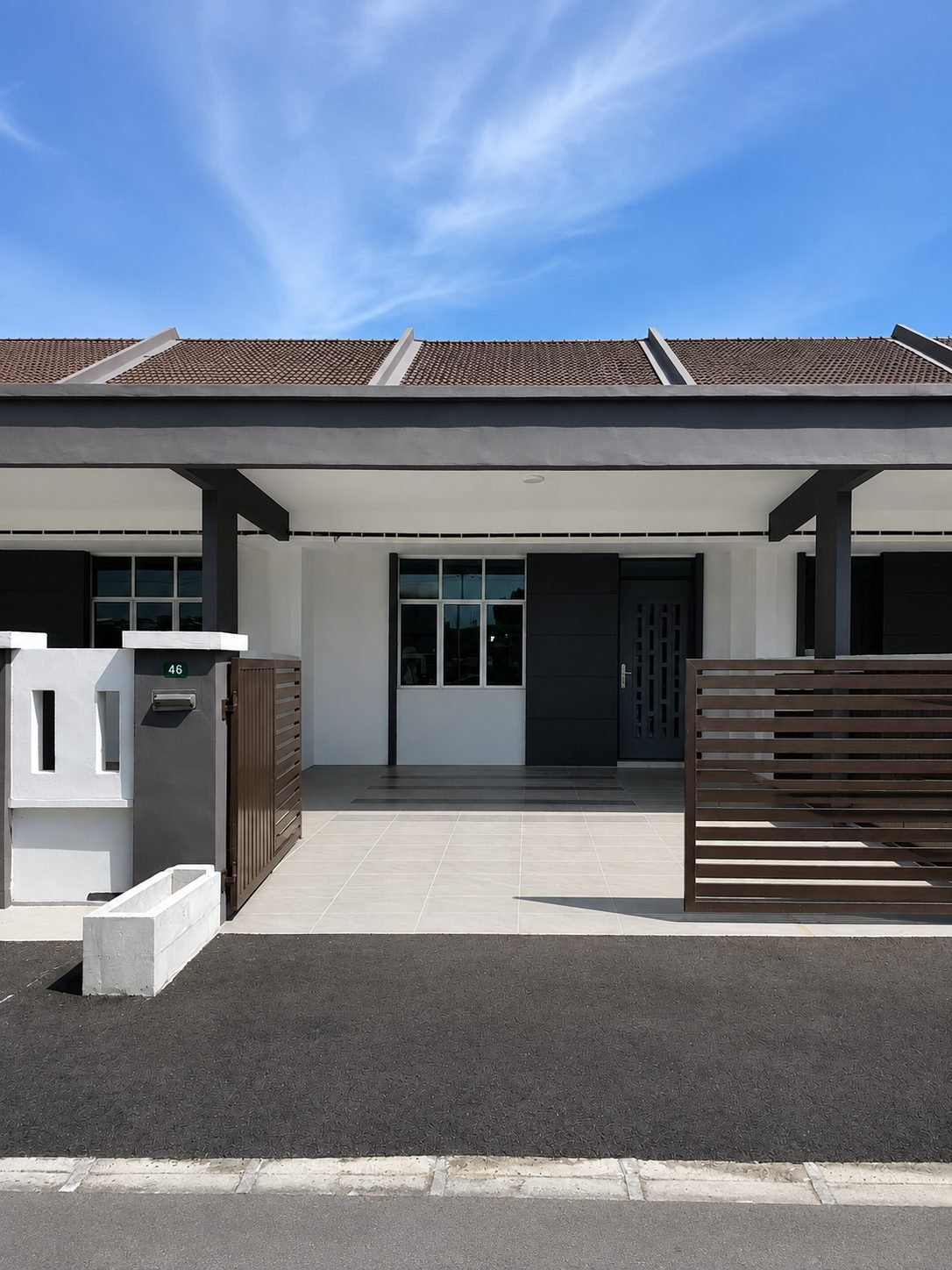 Street elevation of the 1.5-storey terraces at Pearl Garden, Ipoh