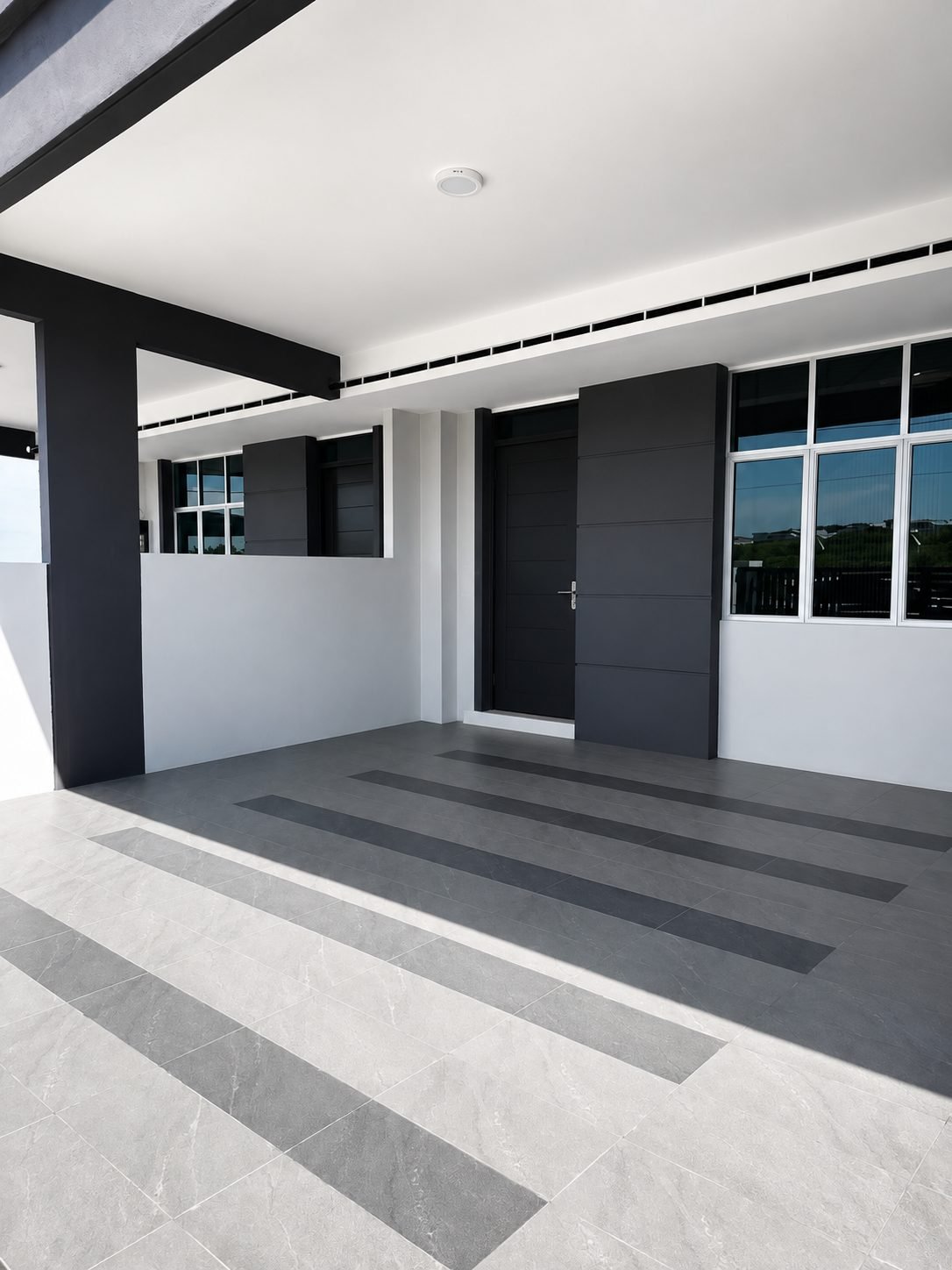 Car porch and front entrance of the Pearl Garden 1.5-storey show house