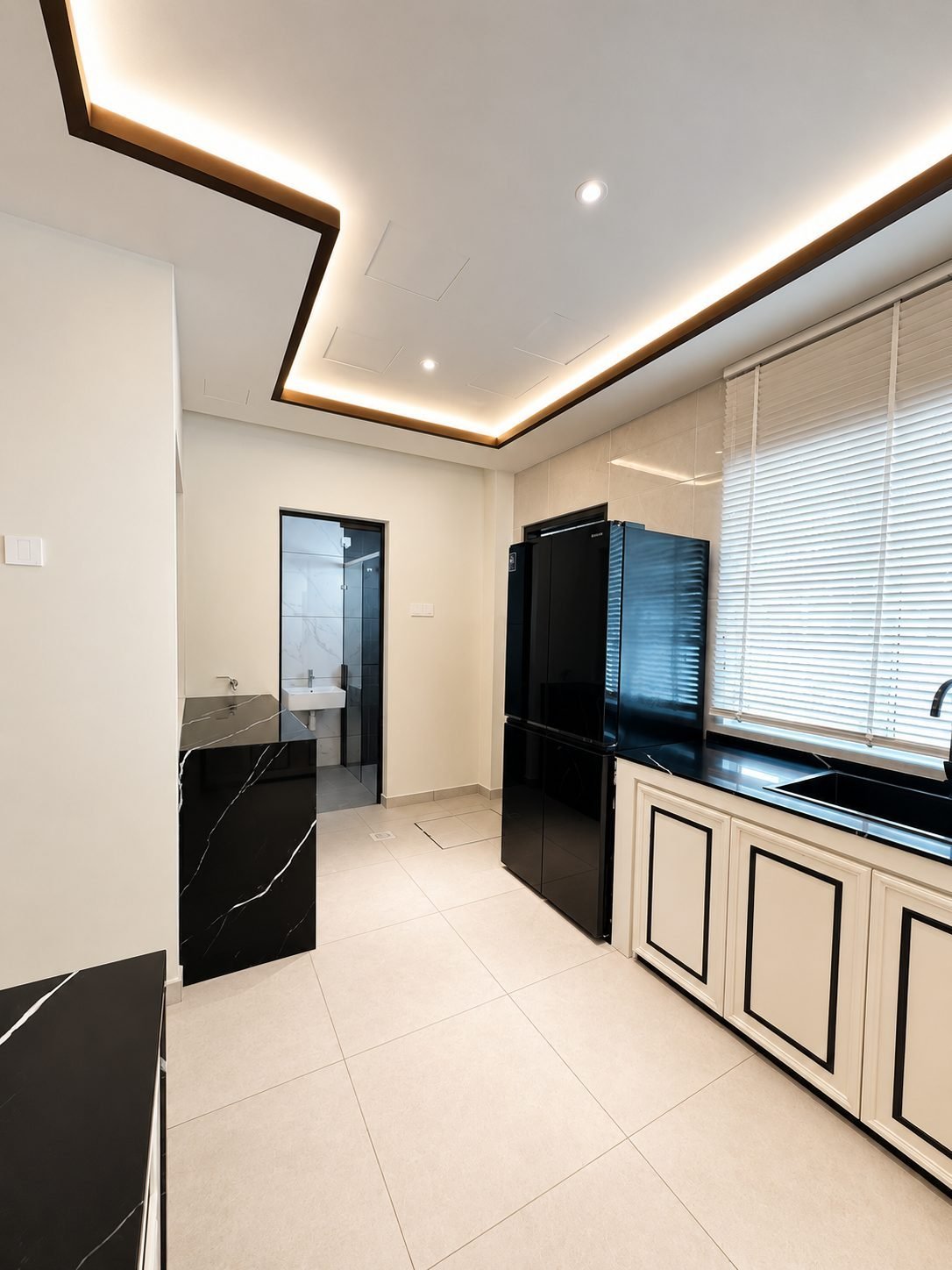 Kitchen looking through to the bathroom, Pearl Garden 1.5-storey show house