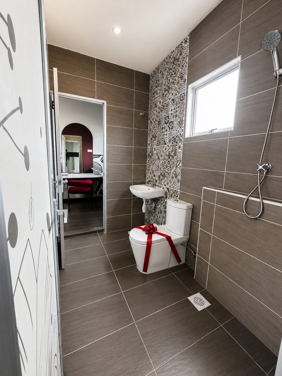 Bathroom looking through to a bedroom, Pearl Garden 2-storey show house