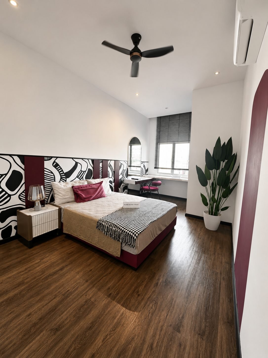Bedroom with a patterned headboard wall, Pearl Garden 2-storey