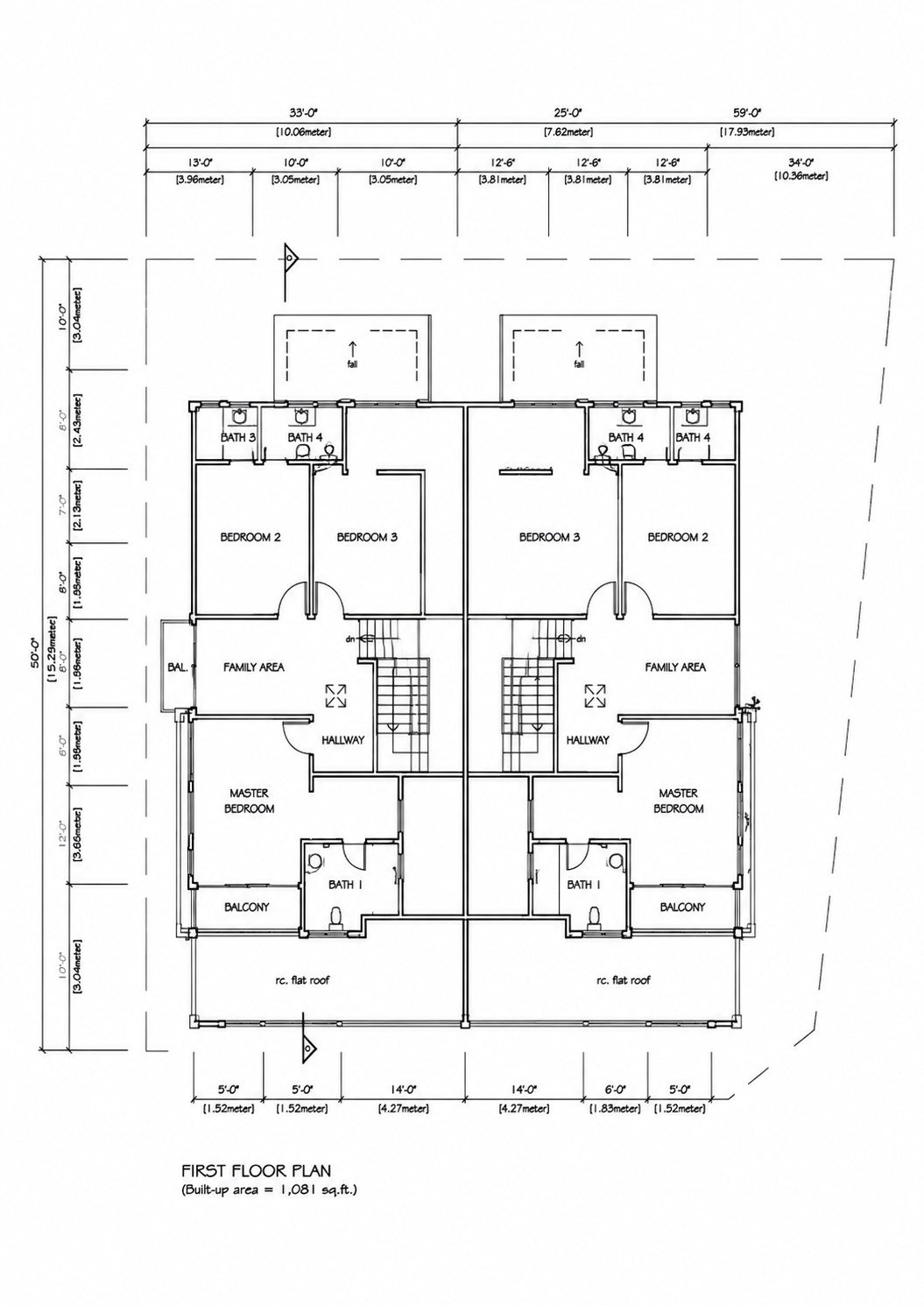 First floor plan of the Double Storey Semi-D at Pulai Heights, Ipoh