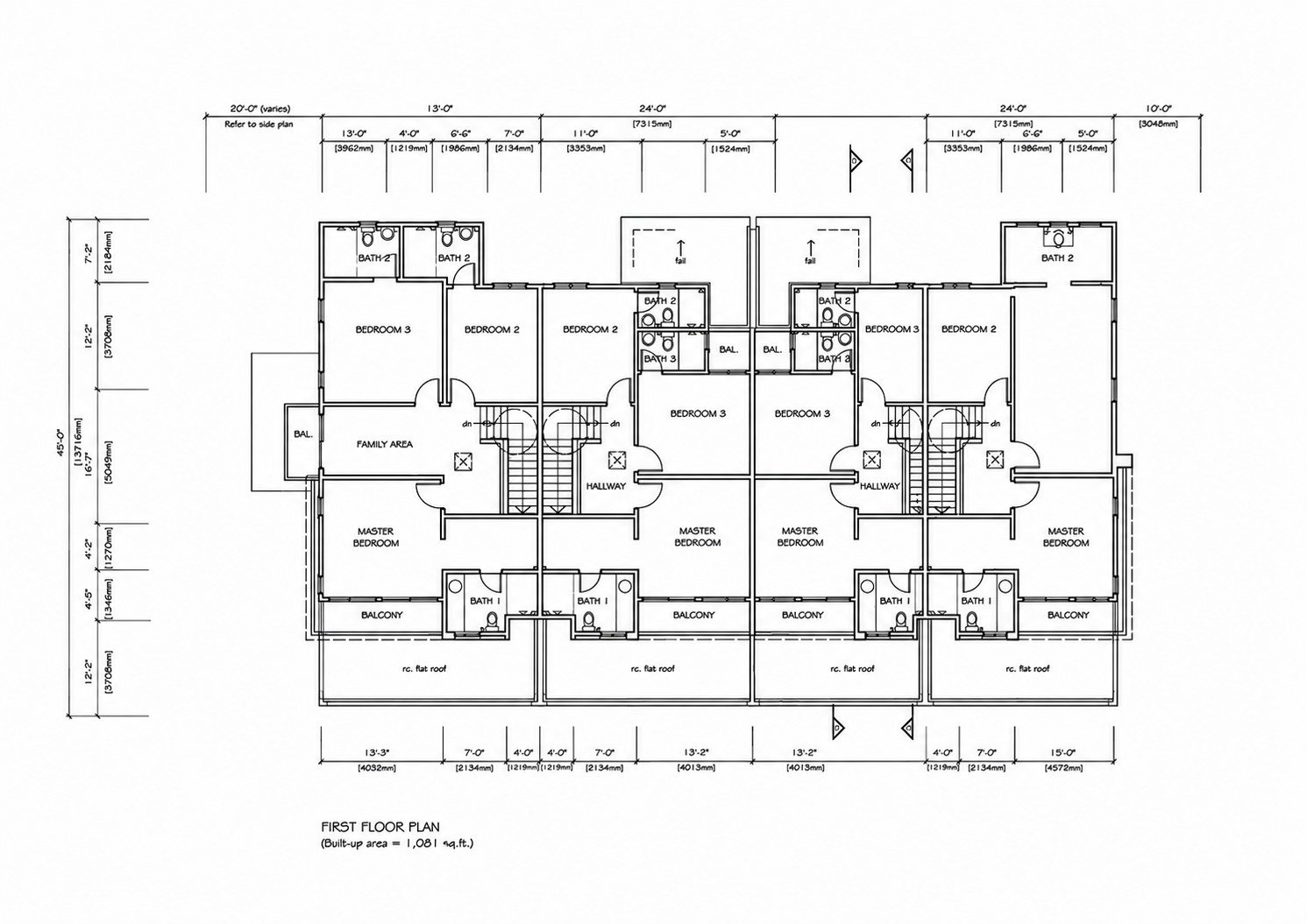 First floor plan of the Double Storey Terrace at Pulai Heights, Ipoh