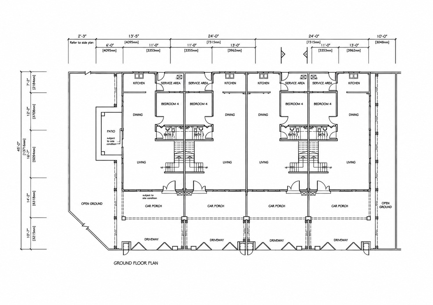Ground floor plan of the Double Storey Terrace at Pulai Heights, Ipoh