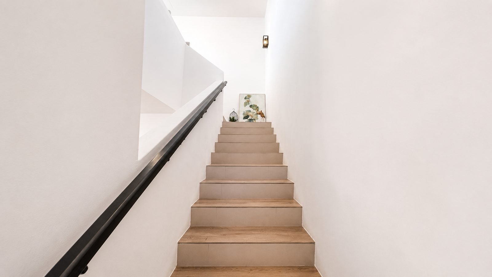 Timber staircase rising to the first floor, Pulai Heights semi-detached