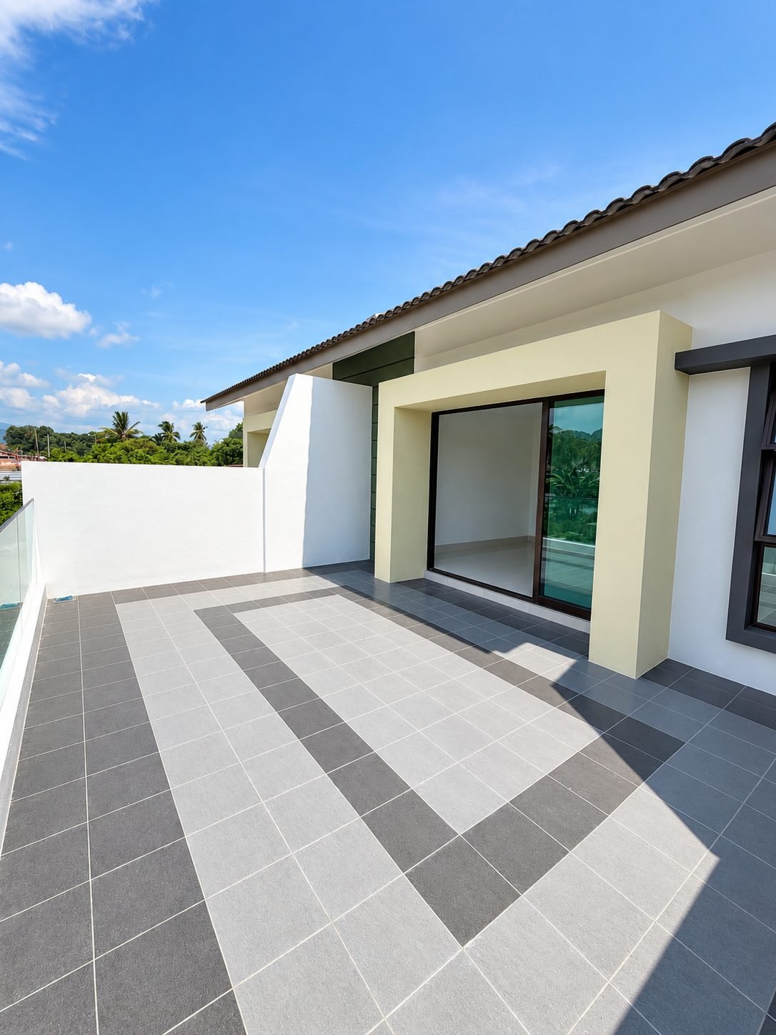 Paved rear yard and boundary wall, double-storey show house at Taman Raia Saujana III