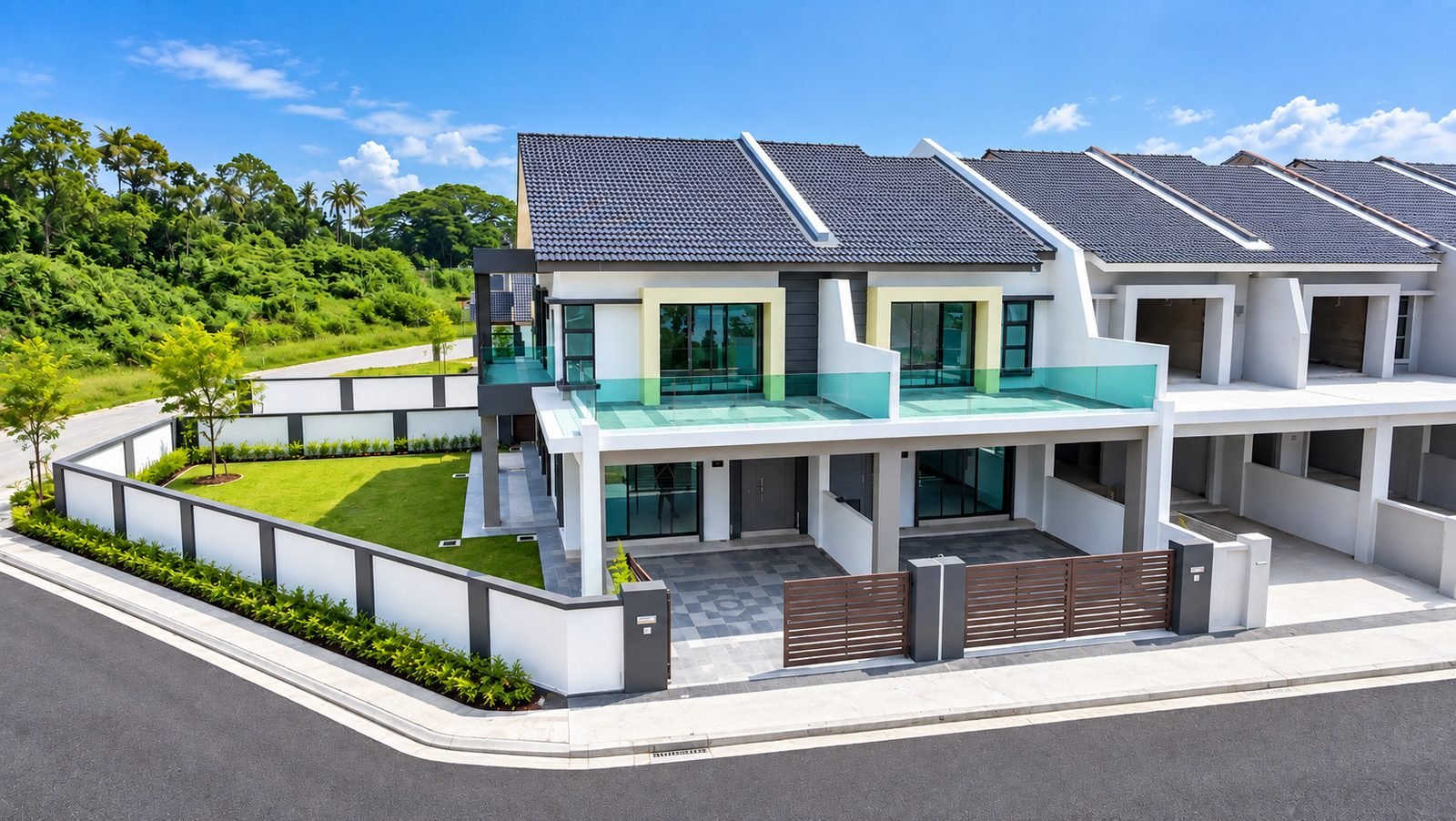 Completed double-storey terrace row and corner unit at Taman Raia Saujana III, Simpang Pulai