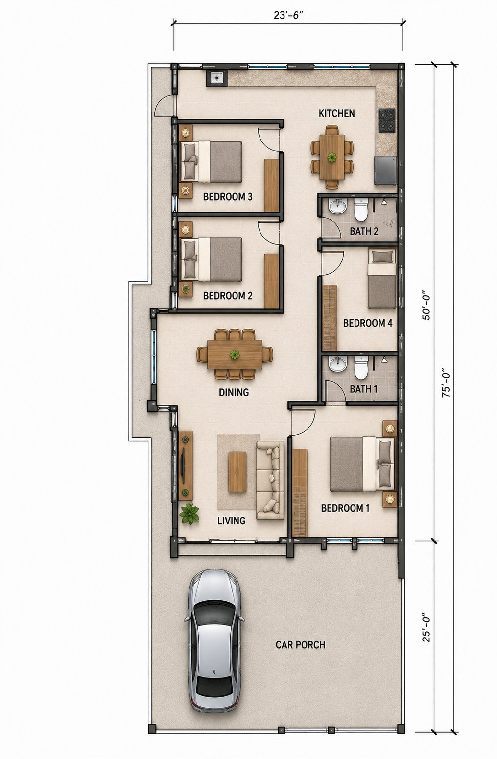 Floor plan of the single-storey cluster Semi-D at Rimbayu, Tanjung Rambutan