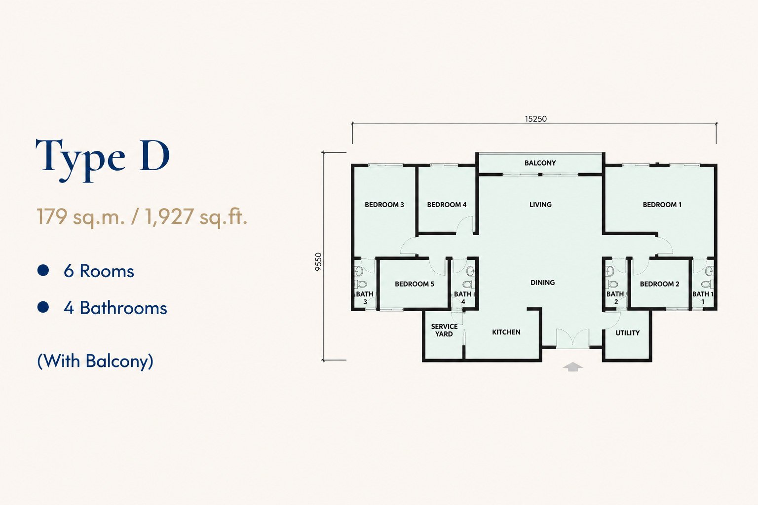 Type D floor plan, 1,927 sq ft, Santorini @ Botani Ipoh