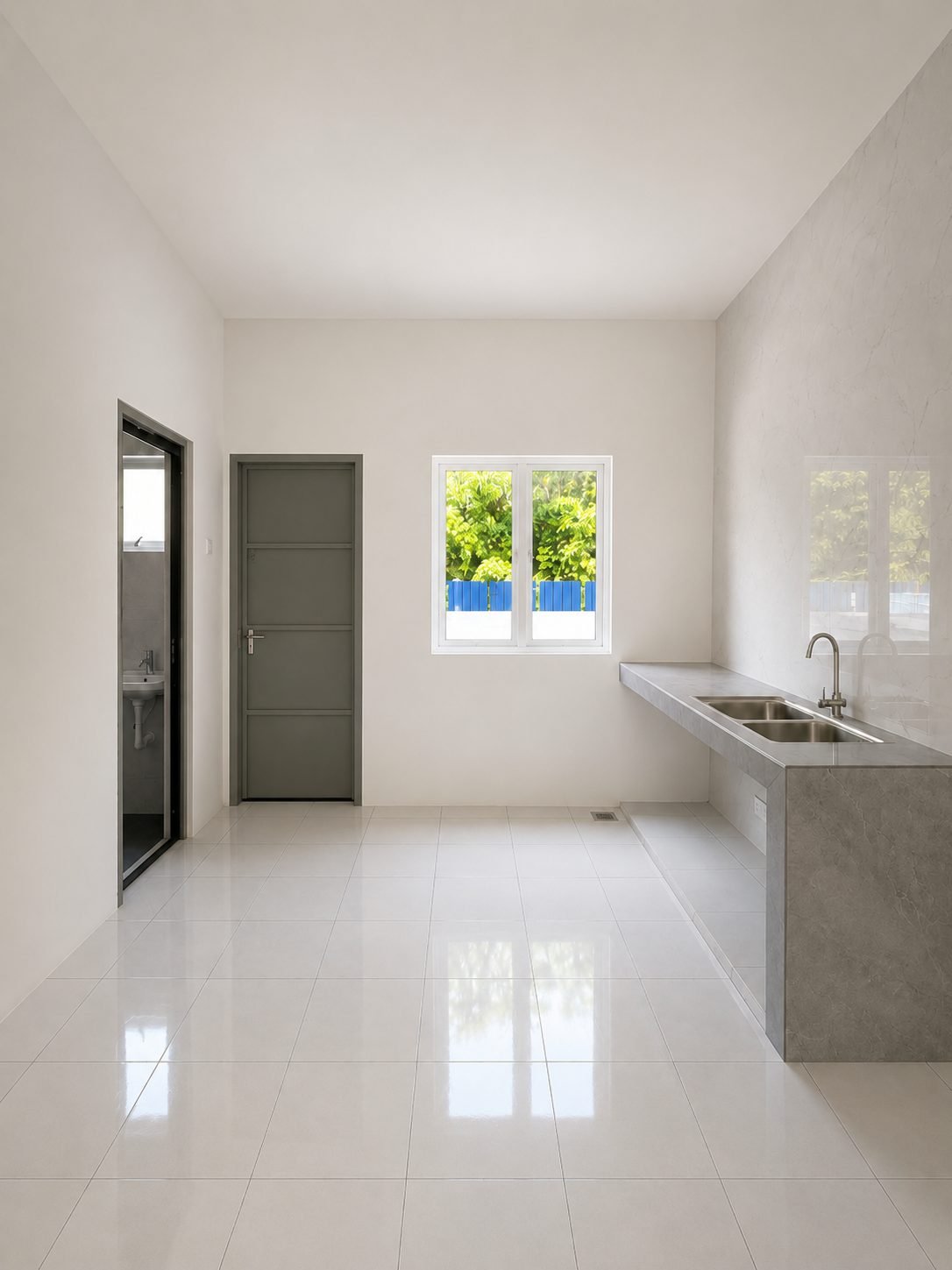 Kitchen with a fitted counter as the house hands over, Silver Valley Gardens
