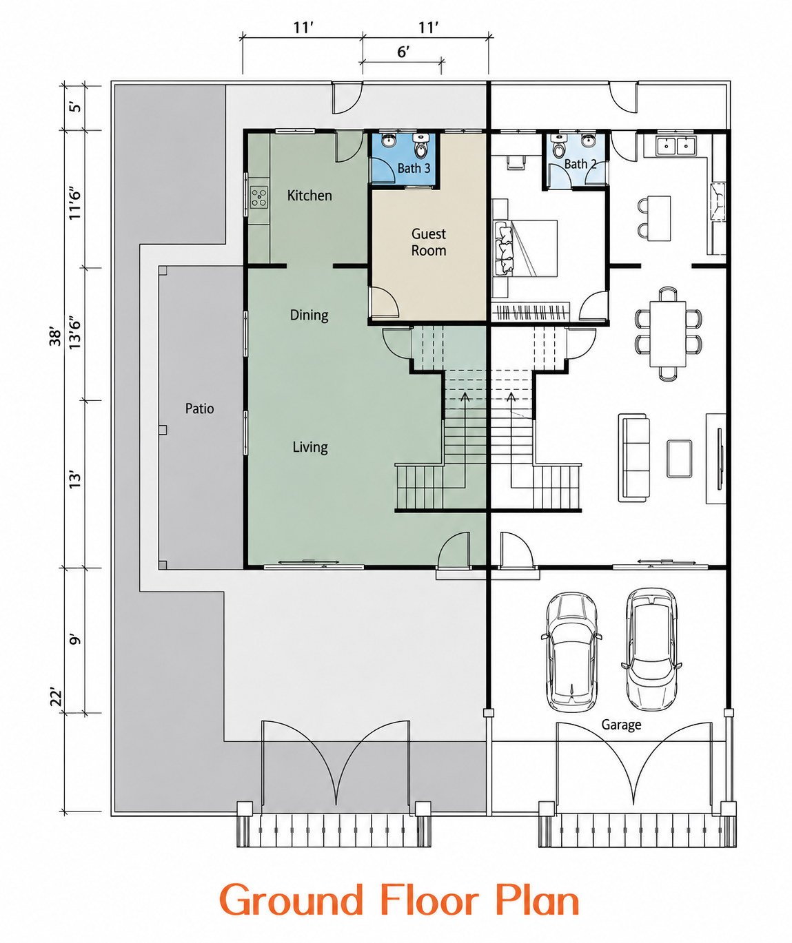 Ground floor plan of the double-storey terrace at Silver Valley Gardens, Chepor