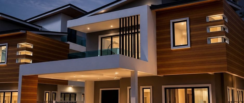 Thompson Prestige bungalow at dusk on Tiger Lane, Ipoh