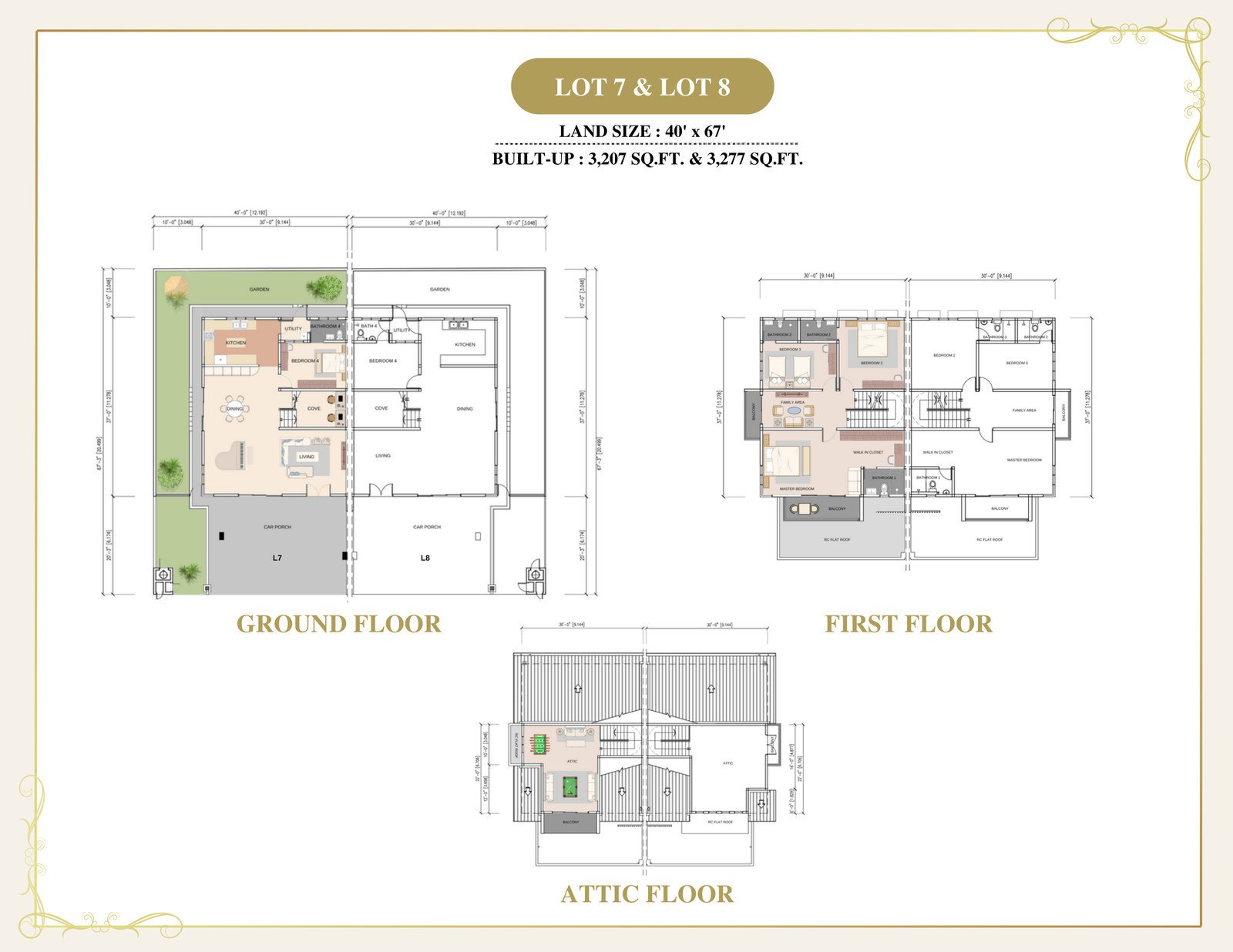Floor plans for Lots 7 and 8, the semi-detached homes at Thompson Prestige, Ipoh