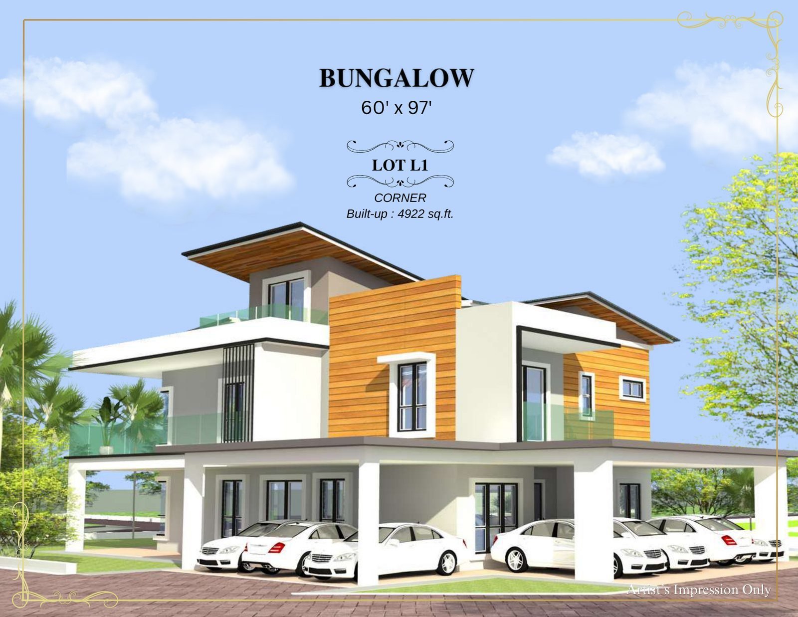 Artist's impression of Lot 1, the 4,922 sq ft corner bungalow at Thompson Prestige, Ipoh