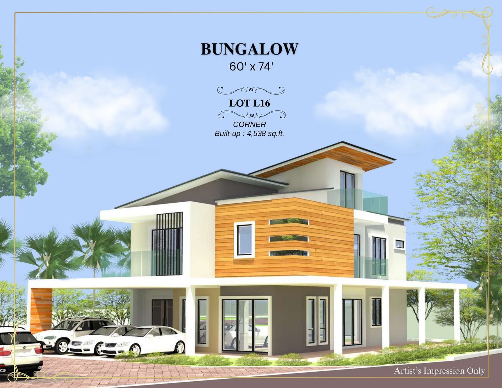 Artist's impression of Lot 16, the 4,538 sq ft corner bungalow at Thompson Prestige, Ipoh