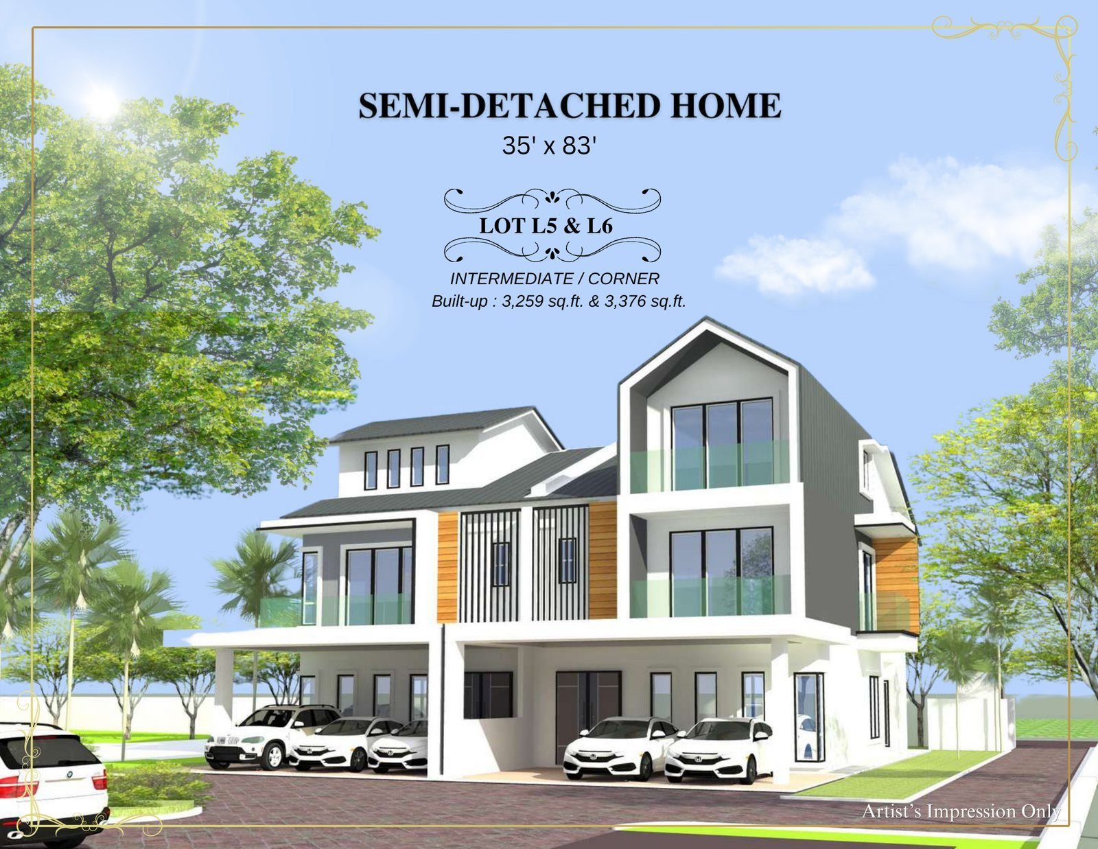 Artist's impression of the semi-detached homes at Thompson Prestige, Ipoh