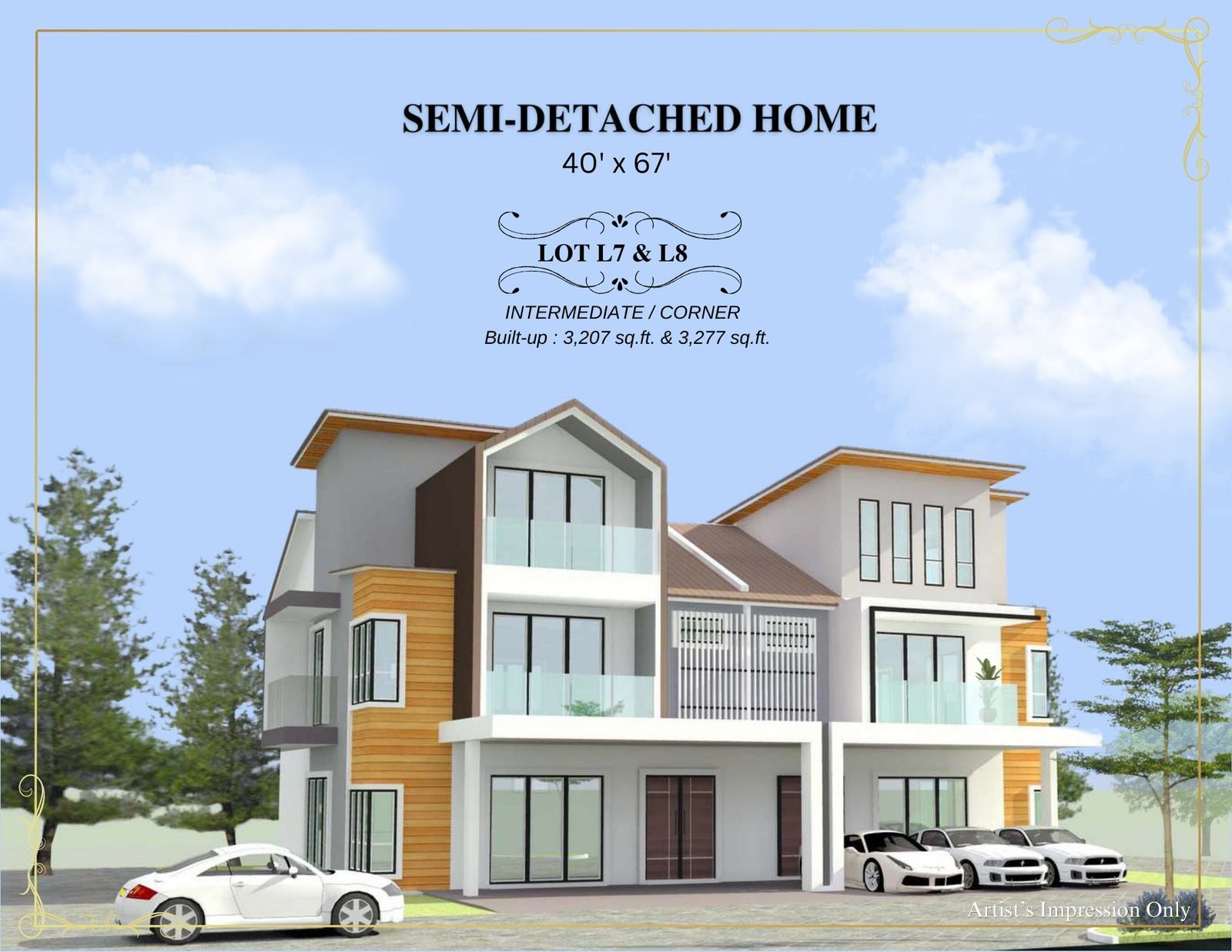 Artist's impression of Lots 7 and 8, the semi-detached homes at Thompson Prestige, Ipoh