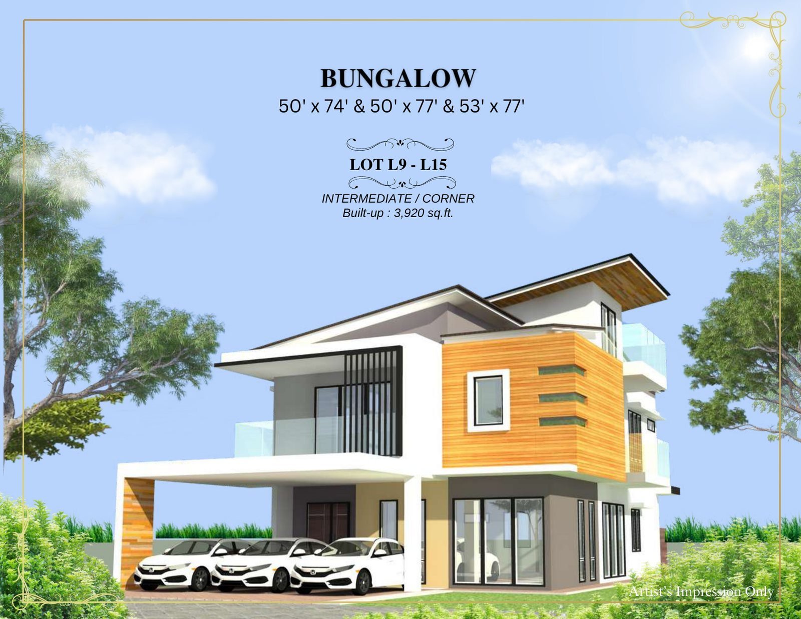 Artist's impression of Lots 9 to 15, the 3,920 sq ft bungalow at Thompson Prestige, Ipoh