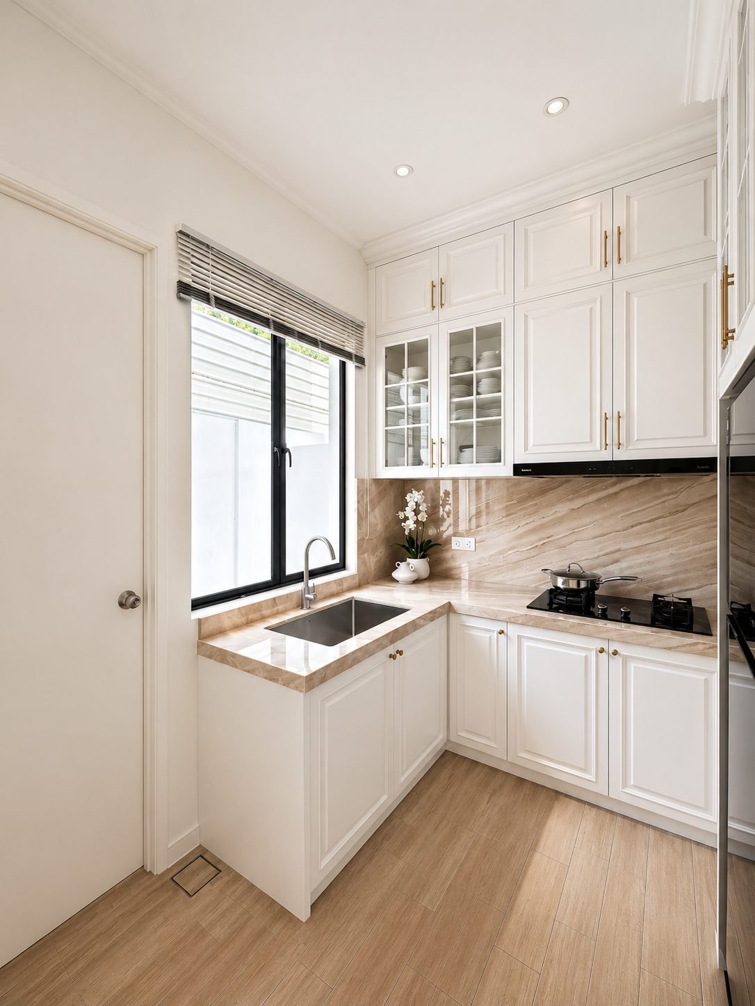 Wet kitchen with fitted cabinetry, Thompson Prestige show house