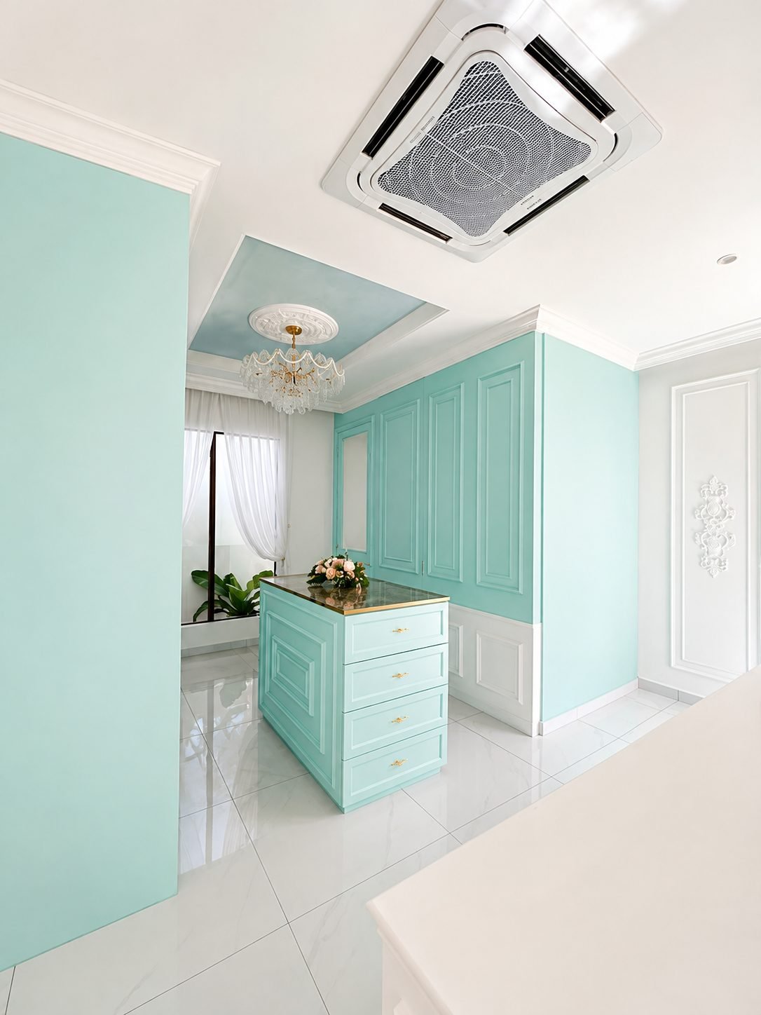 Dressing area with fitted cabinetry, Thompson Prestige show house